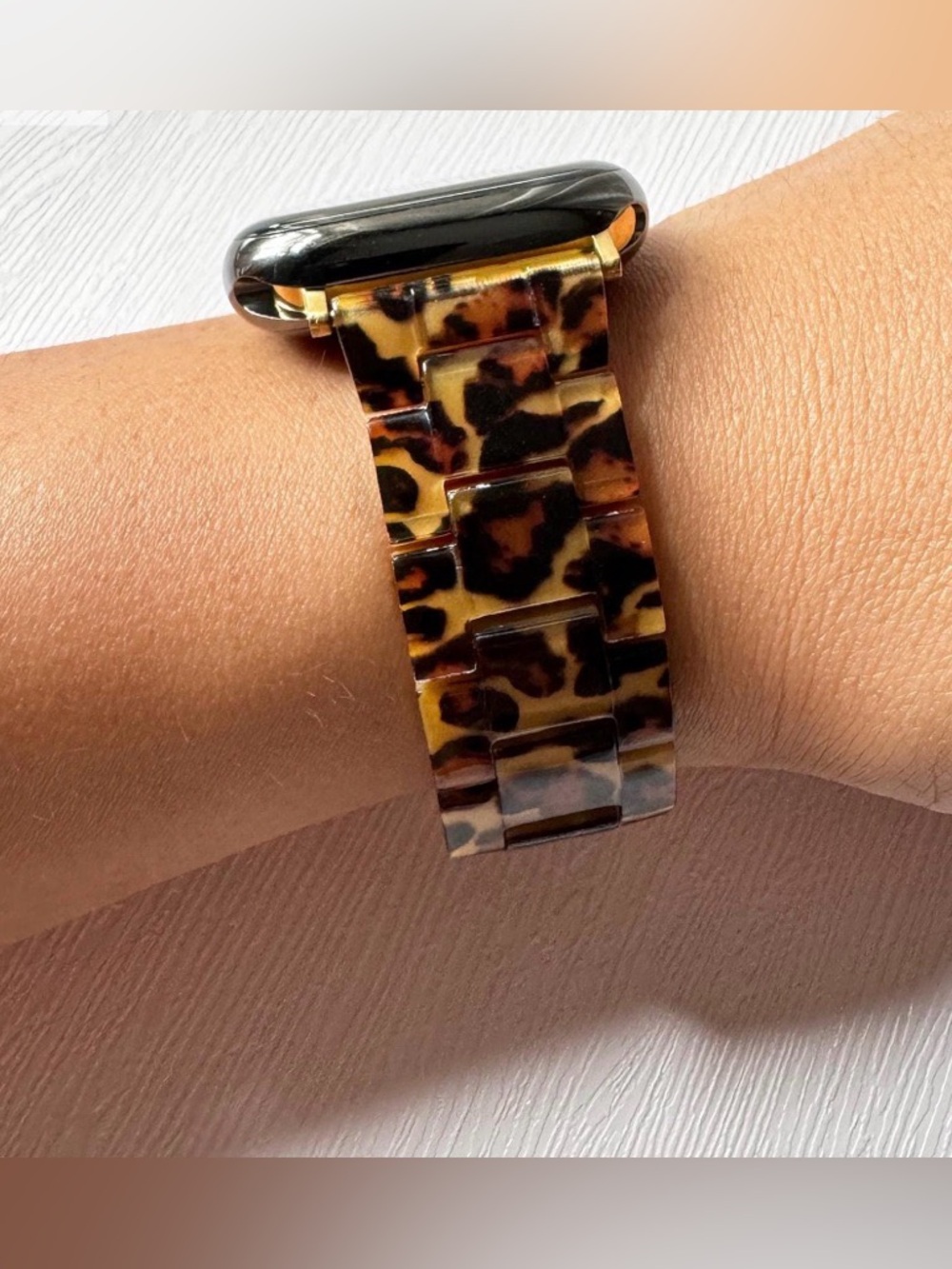 #1270 Tortoiseshell Resin Watch Band with Rose Gold Clasp - Men's Accessories